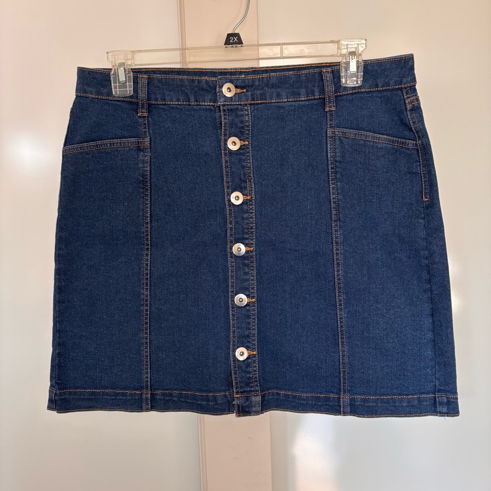 Style & Co‎ Straight Denim Skirt Women's Size 12 Blue Medium Wash Short Pockets